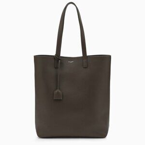 Saint Laurent Bold Shopping Bag With Zipped Pouch Leather Khaki Purse